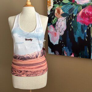 Vibe’n Graphic “Howdy” Desert Scene Tank Top Size L NWT